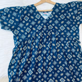Feeding Frock Alia Cut, Free Size, Ankle Length, Tie-Up, Puff Sleeve Sleepwear in Softest Cotton Fabric (Bra Size 34"-38" | 50”-52″ length)